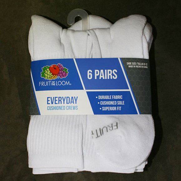 Fruit of the Loom Crew Socks 6 Pk. - NWT - Picture 1 of 1